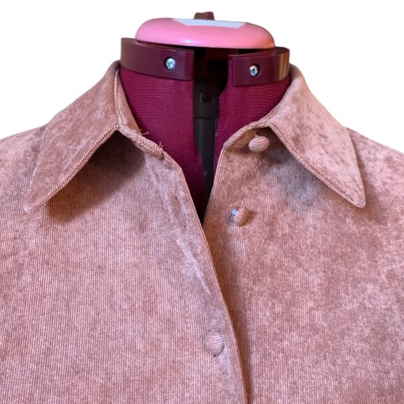 ICONE - Copper pink Corduroy buttons down shirt with puff sleeves - LARGE - Picture 9 of 10